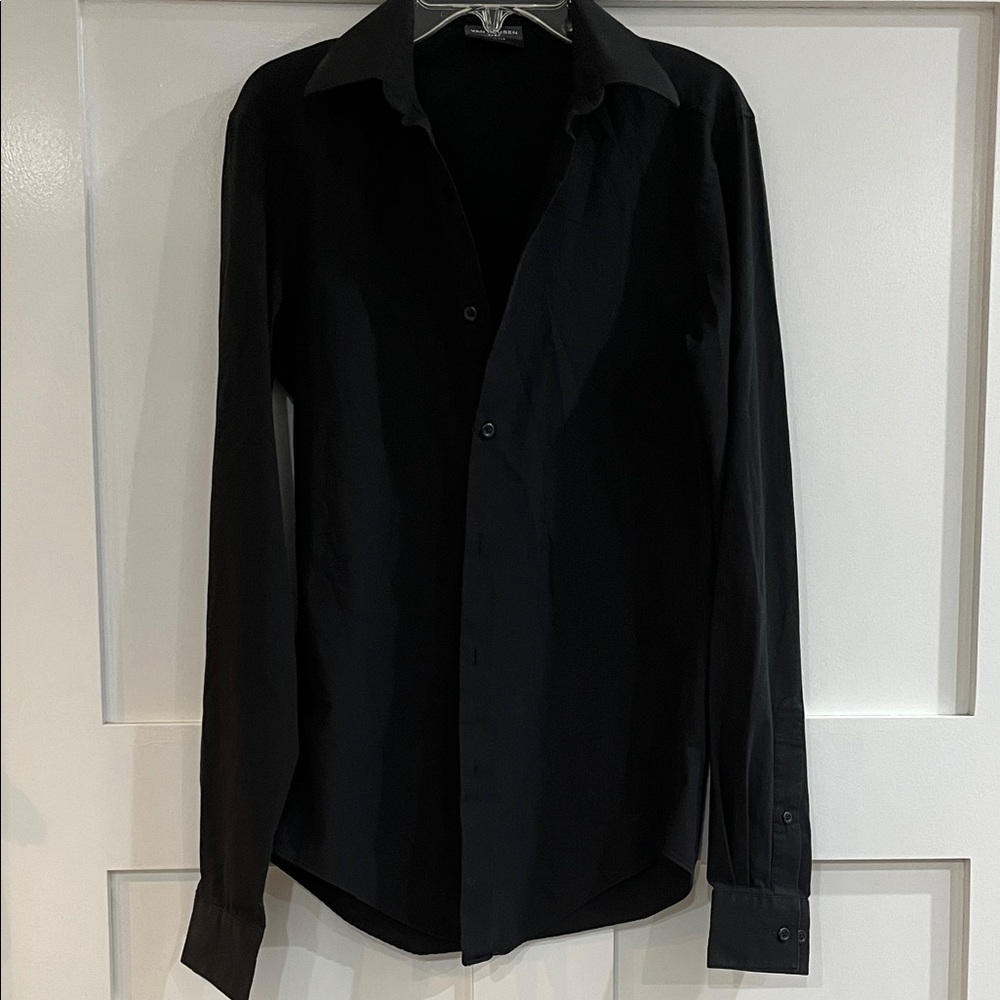Van Heusen Women's Flex Slim Fit Black Button Down Shirt